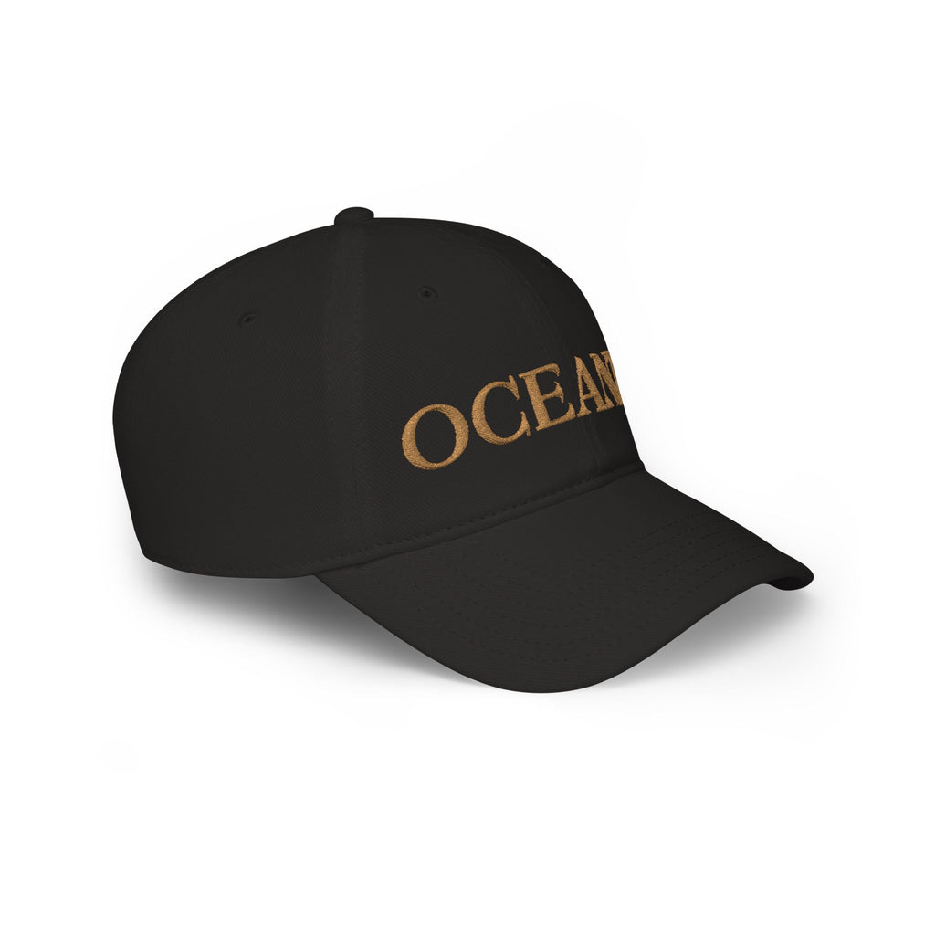 OCEANI Glitter Script Baseball Cap — Red Low-Profile Hat for Beach, Travel & Casual Wear