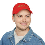 OCEANI Glitter Script Baseball Cap — Red Low-Profile Hat for Beach, Travel & Casual Wear
