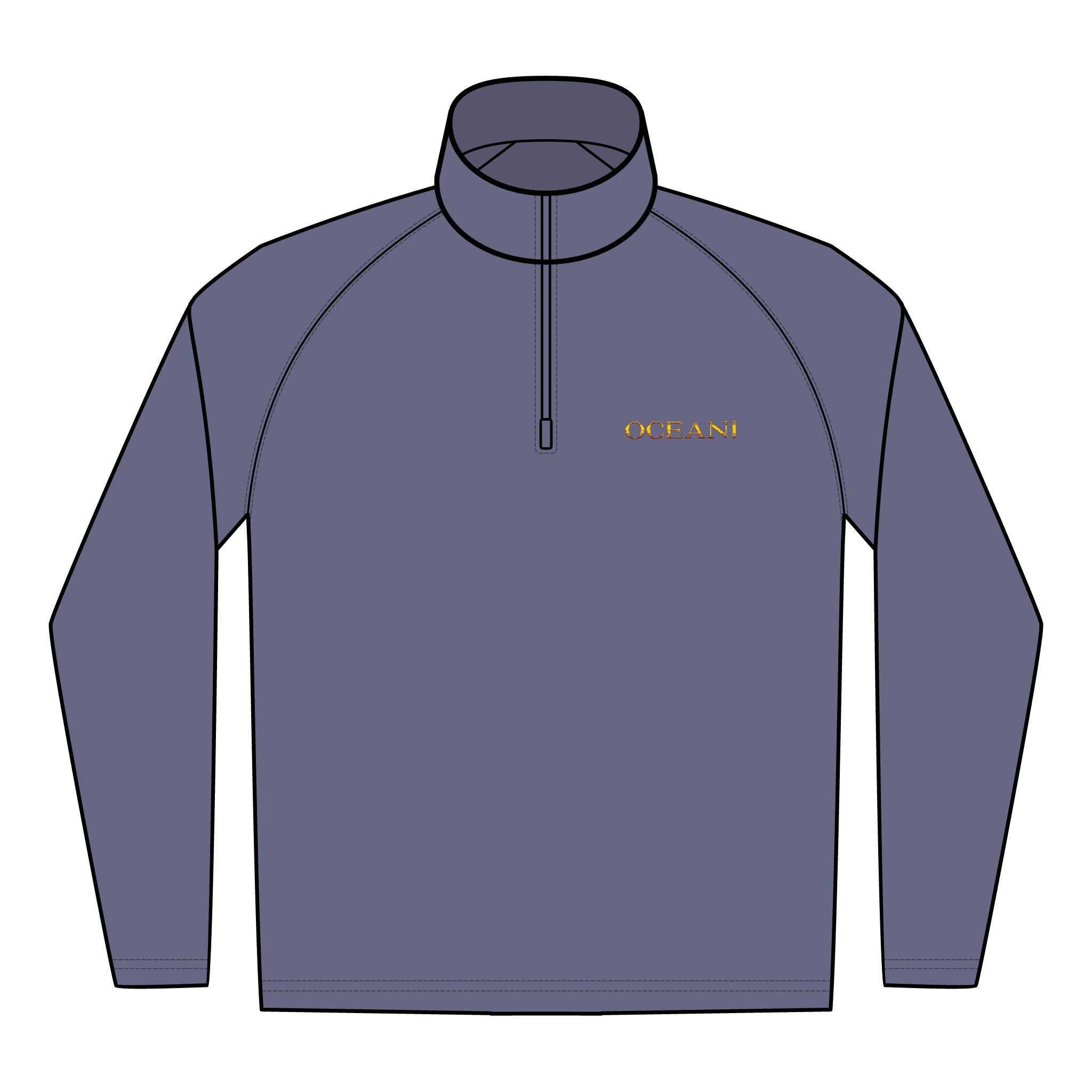 Embroidered ‘OCEAN’ Quarter-Zip Pullover — Men’s Performance Stretch