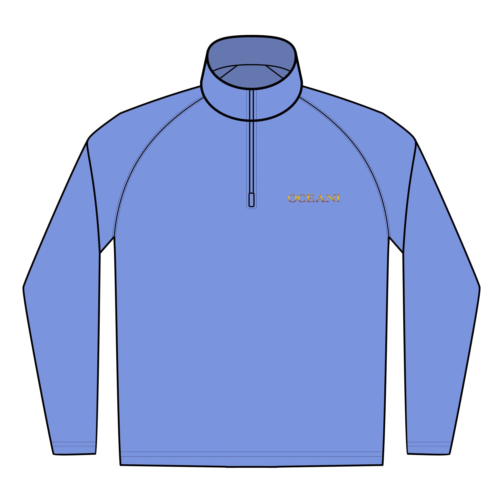 Embroidered ‘OCEAN’ Quarter-Zip Pullover — Men’s Performance Stretch