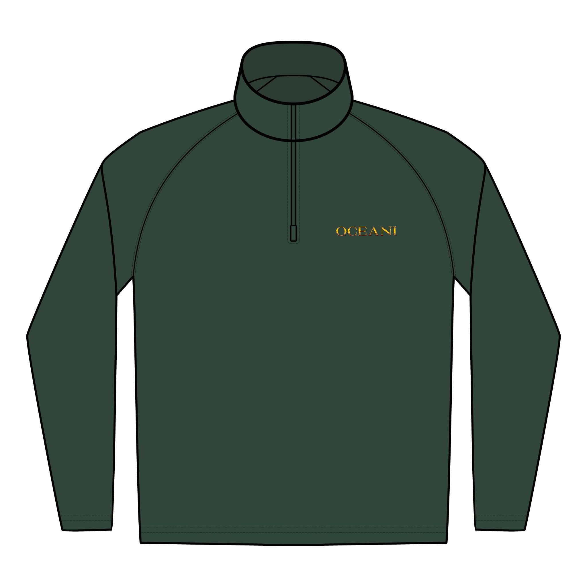 Embroidered ‘OCEAN’ Quarter-Zip Pullover — Men’s Performance Stretch