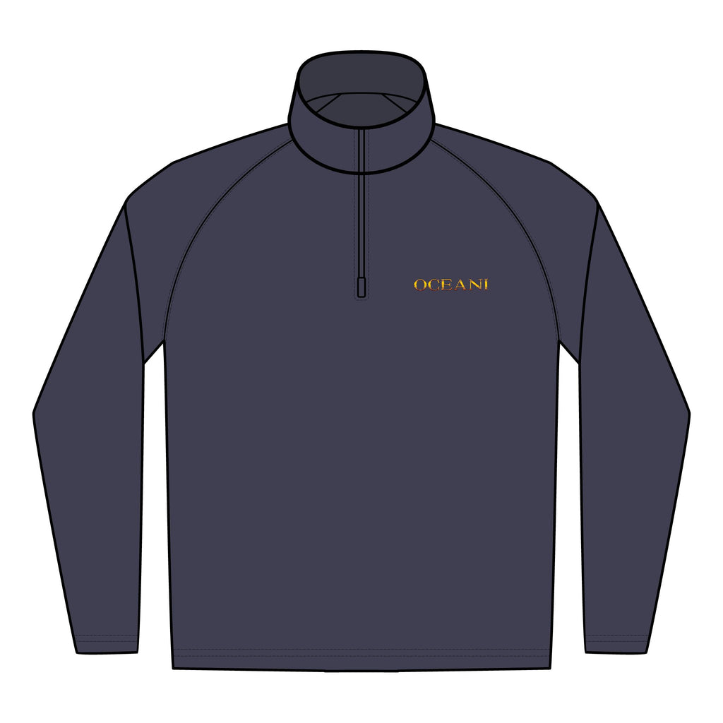 Embroidered ‘OCEAN’ Quarter-Zip Pullover — Men’s Performance Stretch
