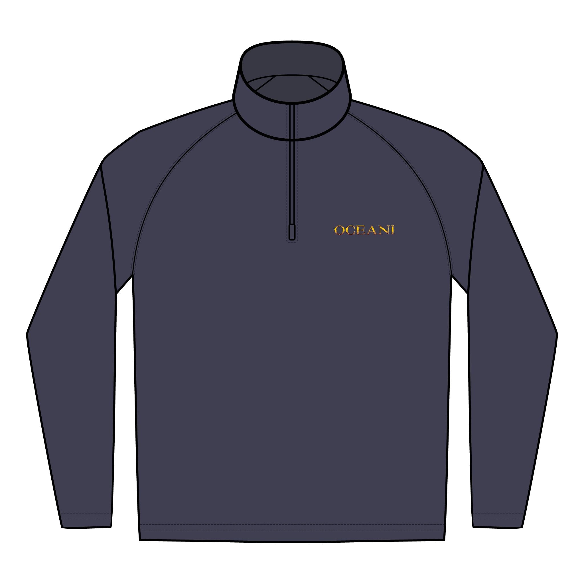 Embroidered ‘OCEAN’ Quarter-Zip Pullover — Men’s Performance Stretch