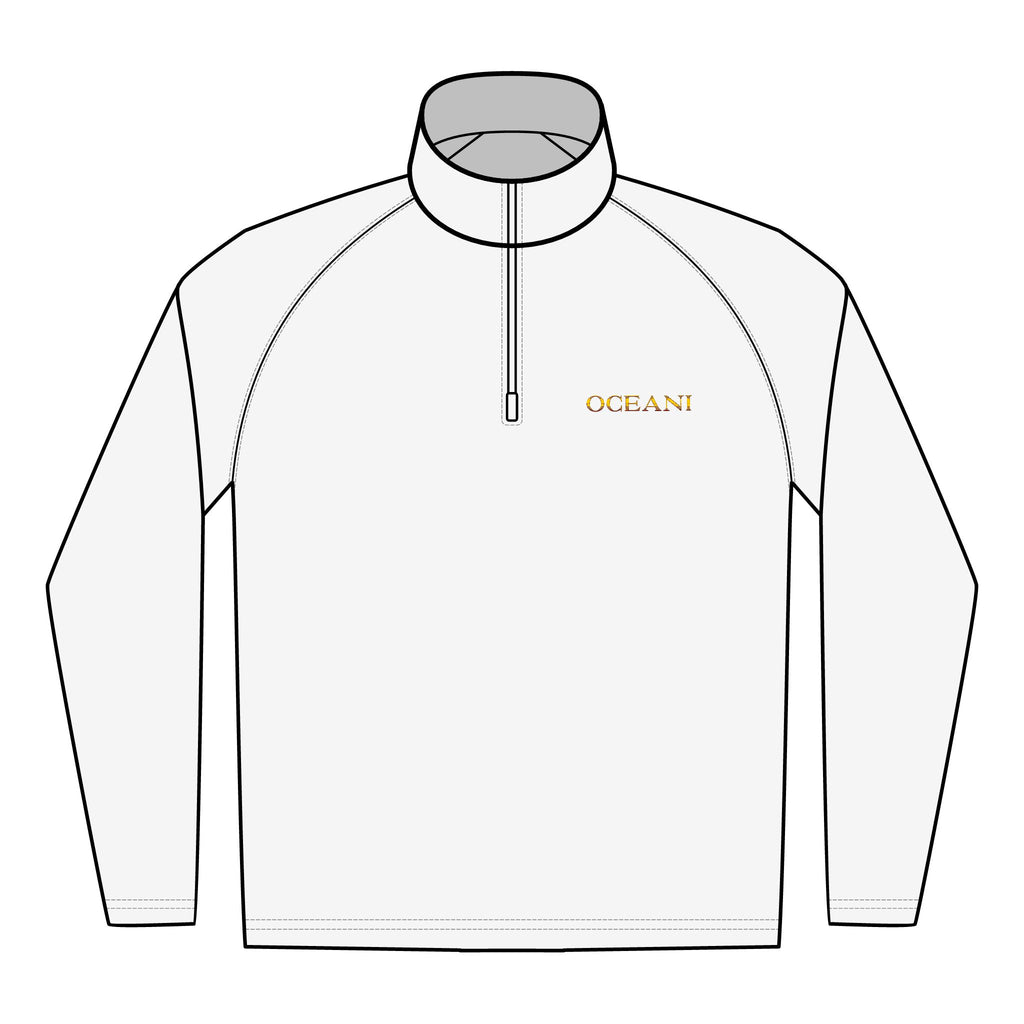 Embroidered ‘OCEAN’ Quarter-Zip Pullover — Men’s Performance Stretch
