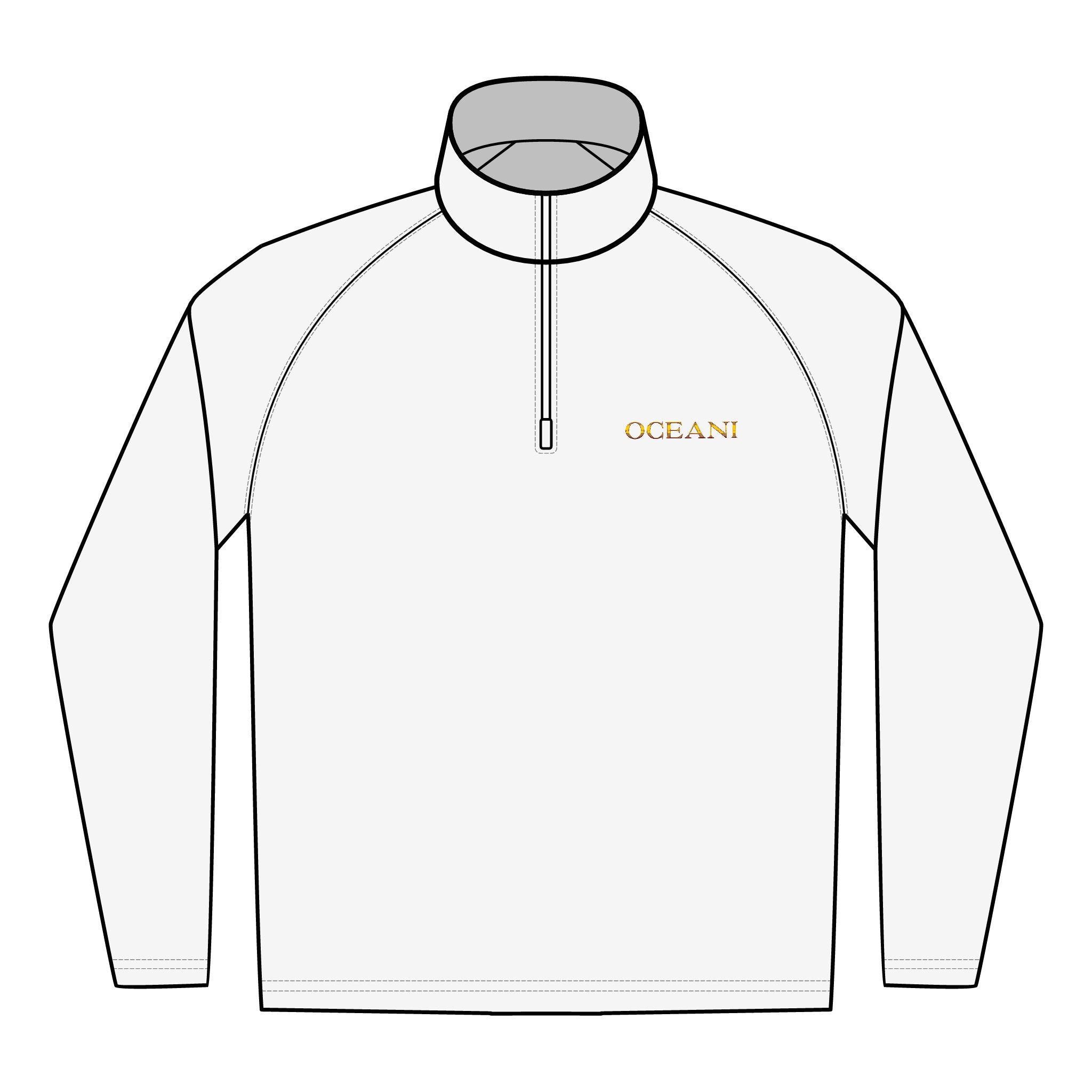 Embroidered ‘OCEAN’ Quarter-Zip Pullover — Men’s Performance Stretch