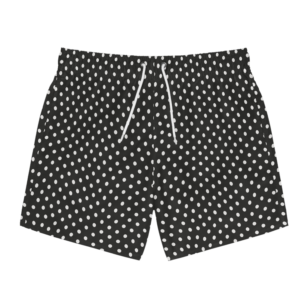 Black Retro Polka Dot Swim Trunks