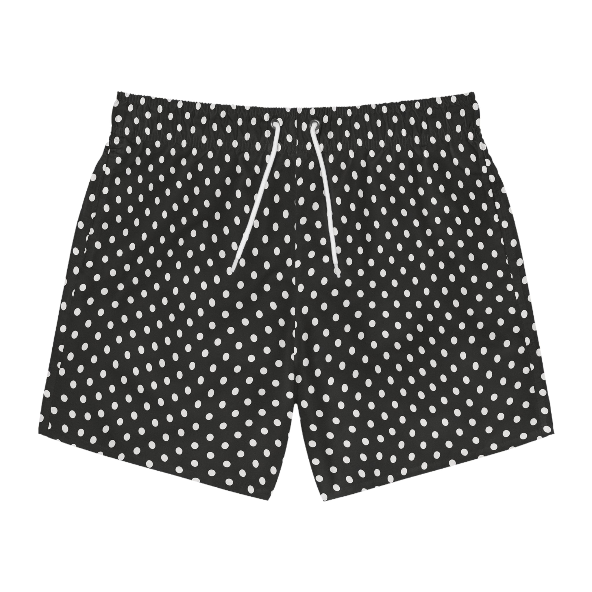 Black Retro Polka Dot Swim Trunks