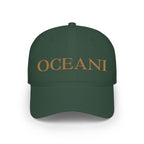OCEANI Glitter Script Baseball Cap — Red Low-Profile Hat for Beach, Travel & Casual Wear