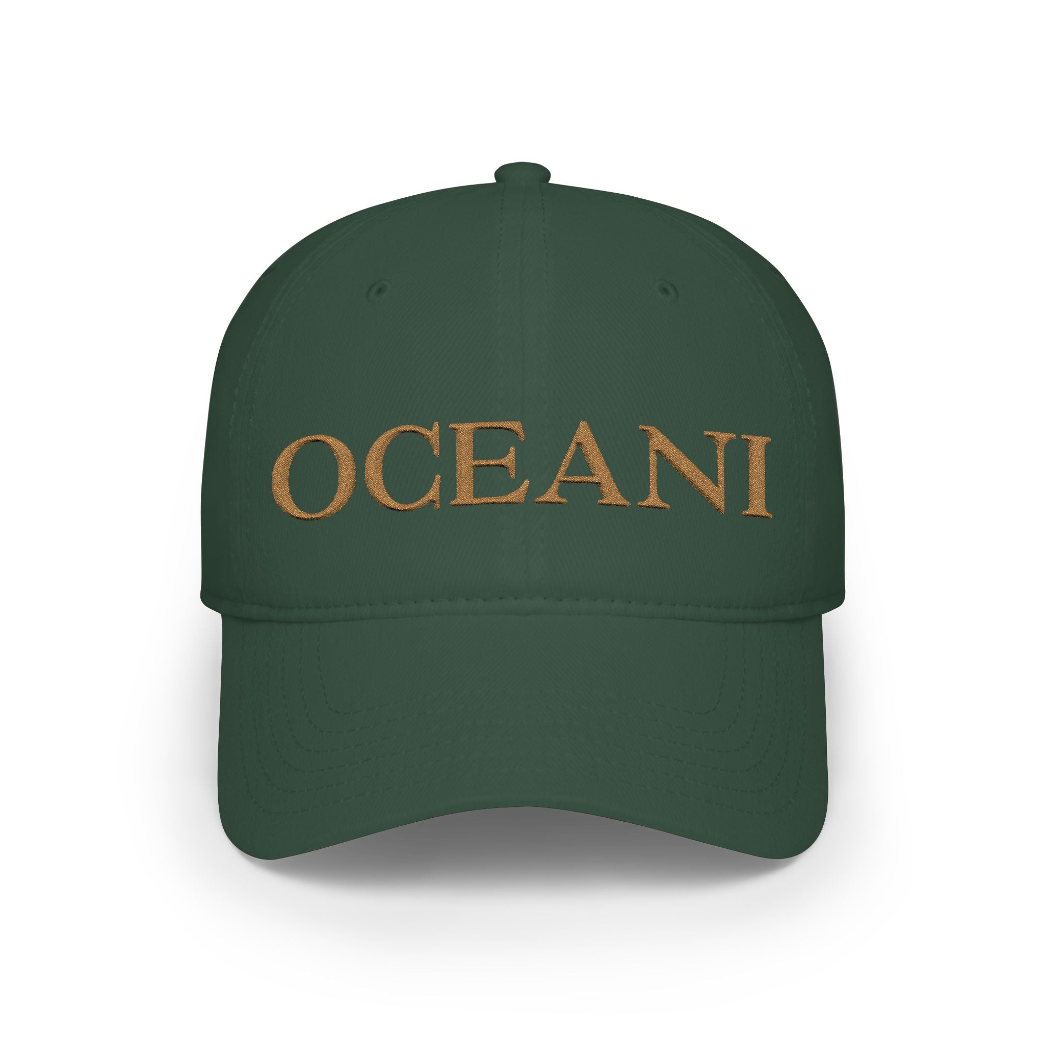 OCEANI Glitter Script Baseball Cap — Red Low-Profile Hat for Beach, Travel & Casual Wear