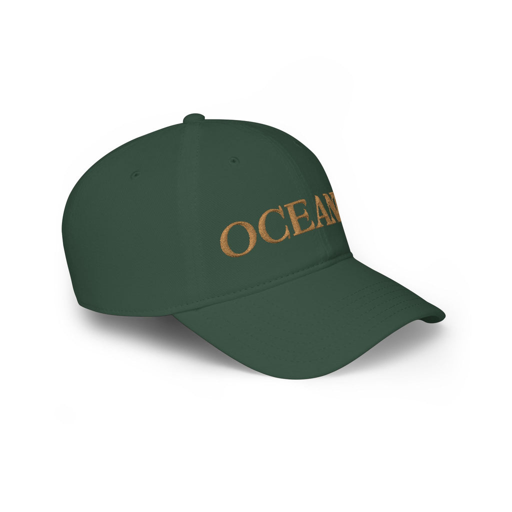OCEANI Glitter Script Baseball Cap — Red Low-Profile Hat for Beach, Travel & Casual Wear