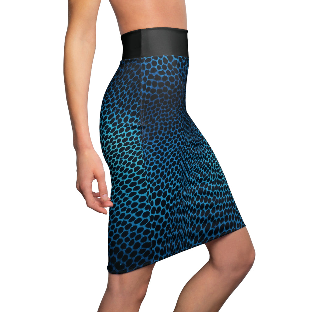 Blue Honey Comb Pencil Skirt