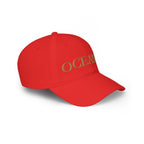 OCEANI Glitter Script Baseball Cap — Red Low-Profile Hat for Beach, Travel & Casual Wear
