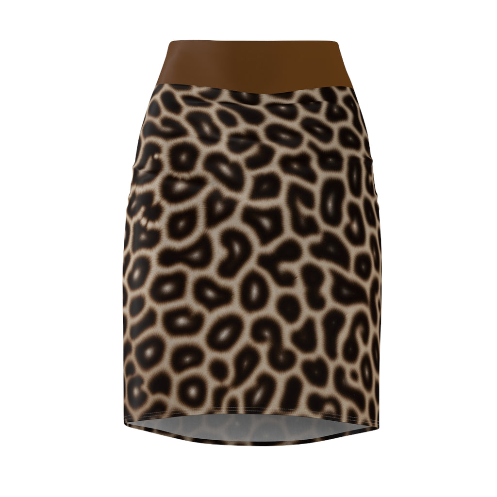 Leopard Print Pencil Skirt — Brown Animal Print Women's Skirt