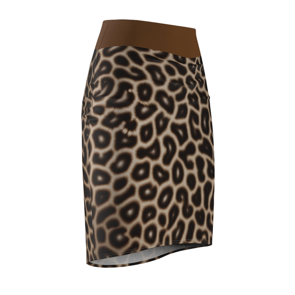 Leopard Print Pencil Skirt — Brown Animal Print Women's Skirt