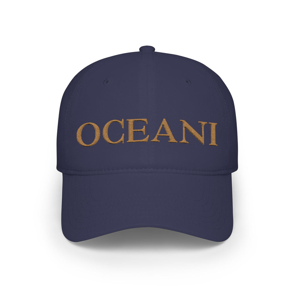 OCEANI Glitter Script Baseball Cap — Red Low-Profile Hat for Beach, Travel & Casual Wear