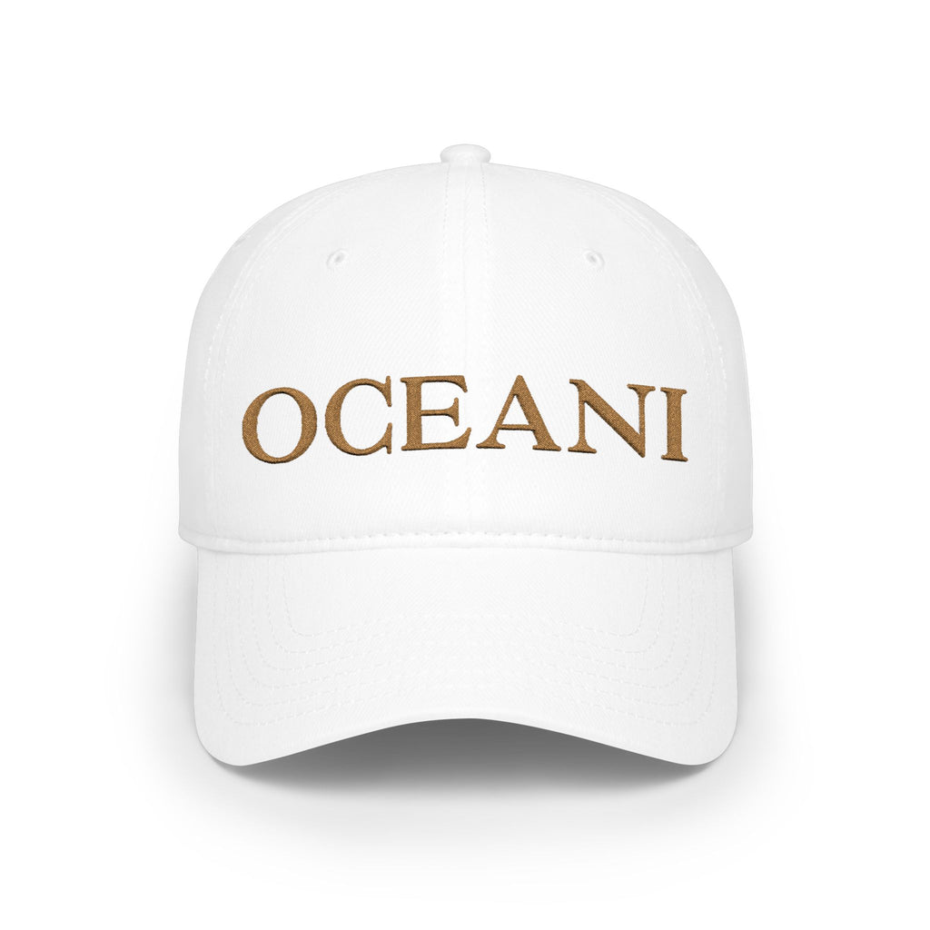OCEANI Glitter Script Baseball Cap — Red Low-Profile Hat for Beach, Travel & Casual Wear