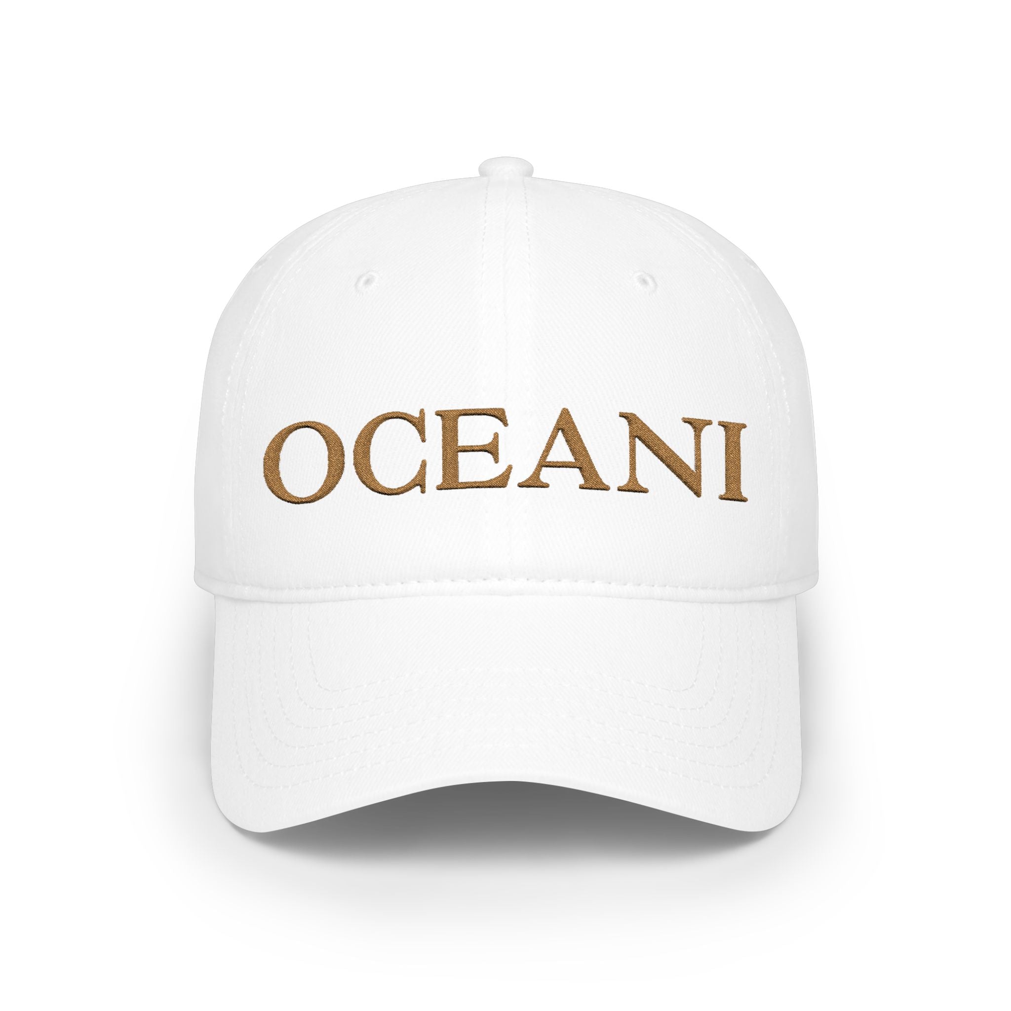 OCEANI Glitter Script Baseball Cap — Red Low-Profile Hat for Beach, Travel & Casual Wear