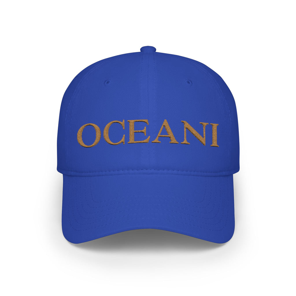 OCEANI Glitter Script Baseball Cap — Red Low-Profile Hat for Beach, Travel & Casual Wear