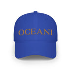 OCEANI Glitter Script Baseball Cap — Red Low-Profile Hat for Beach, Travel & Casual Wear