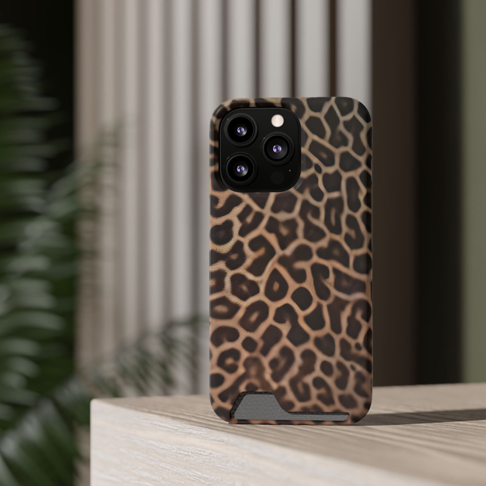 Leopard Print Phone Case With Card Holder