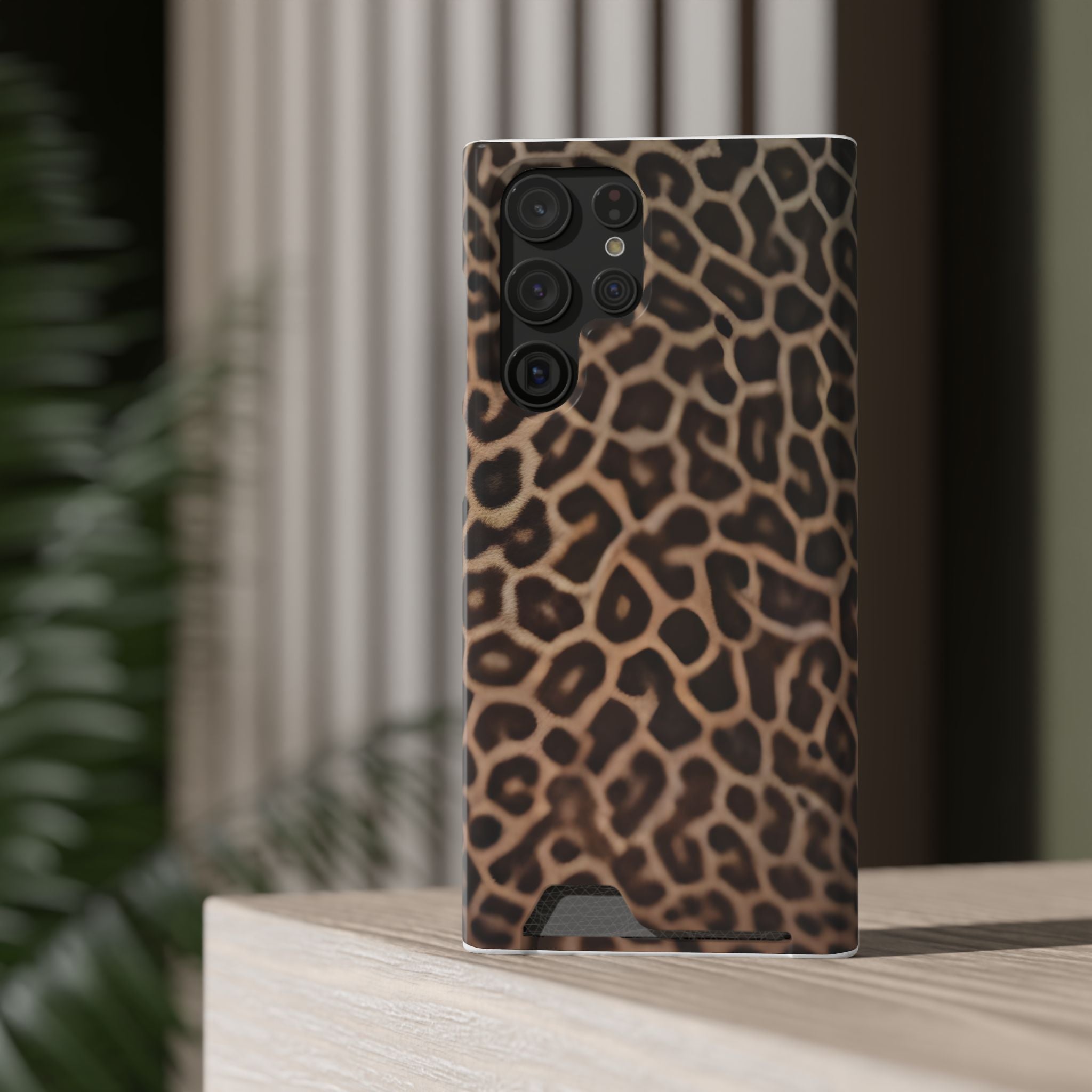 Leopard Print Phone Case With Card Holder