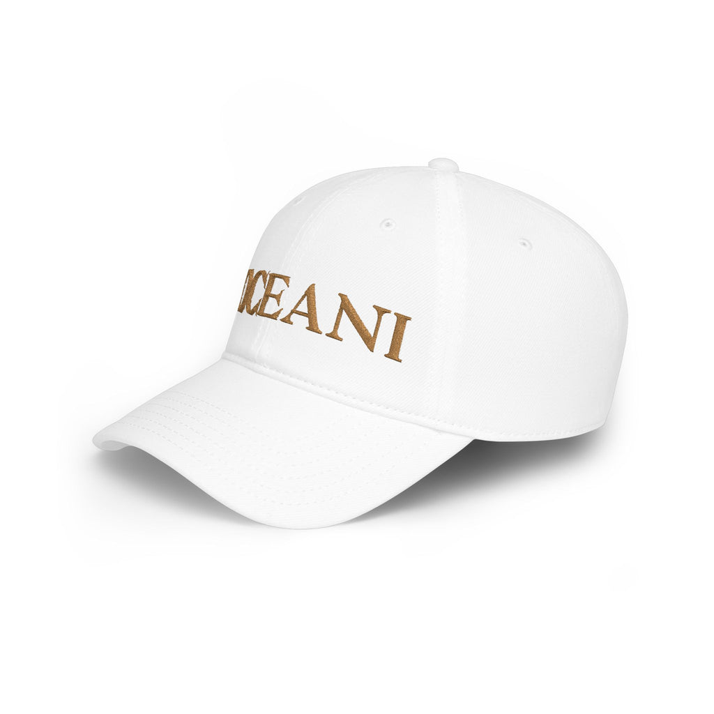 OCEANI Glitter Script Baseball Cap — Red Low-Profile Hat for Beach, Travel & Casual Wear