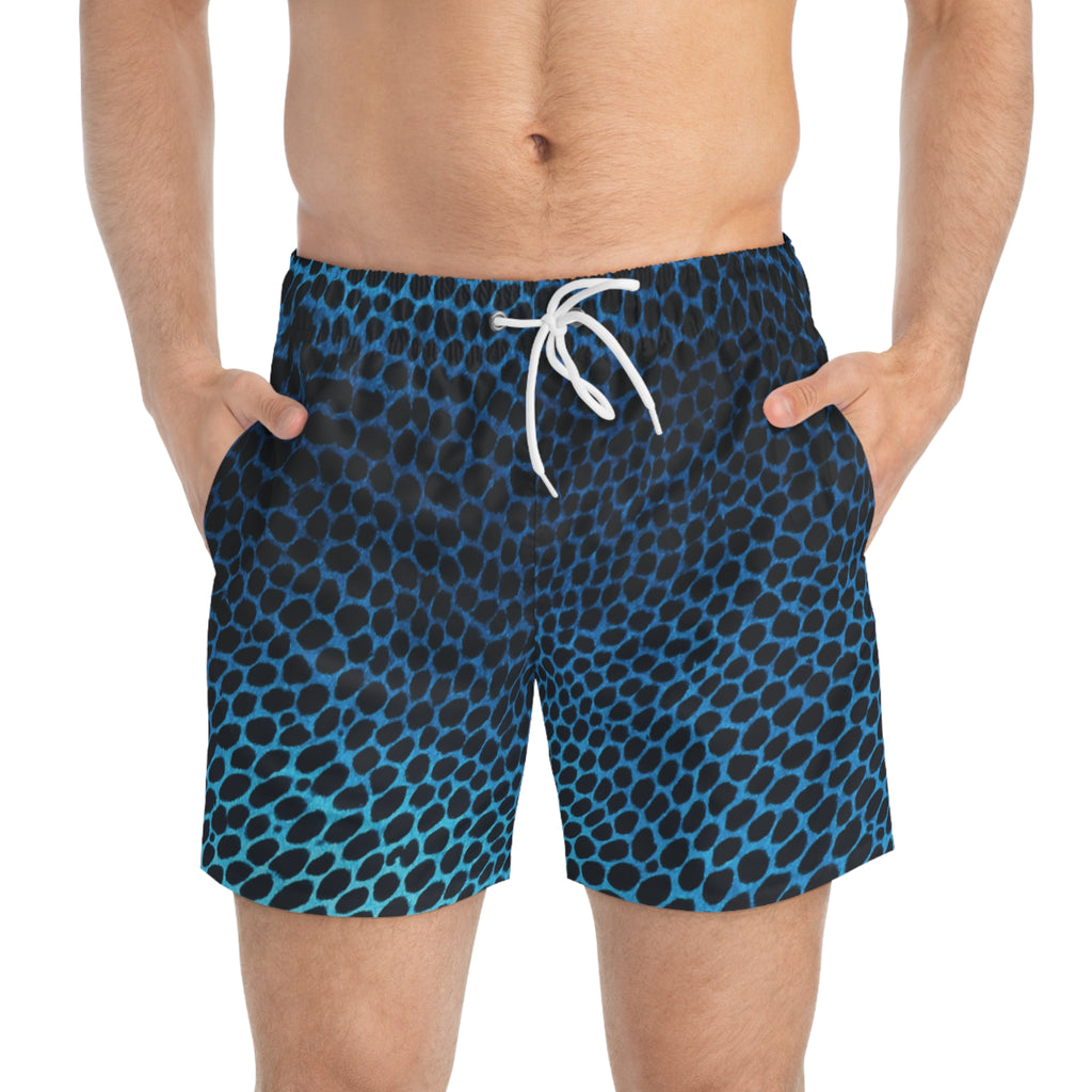 Blue Honeycomb Swim Trunks