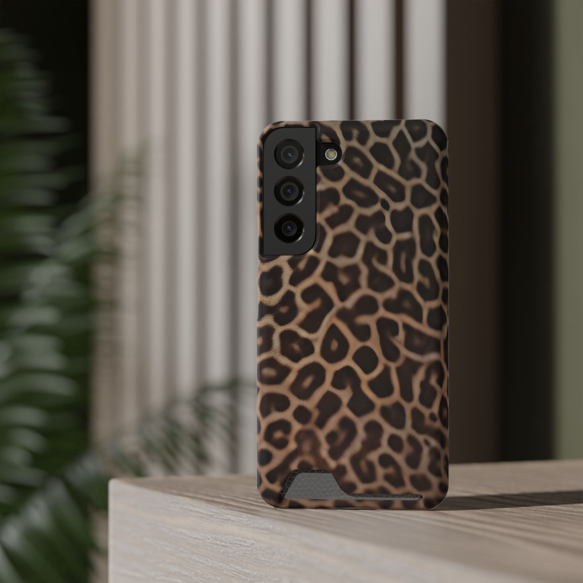 Leopard Print Phone Case With Card Holder
