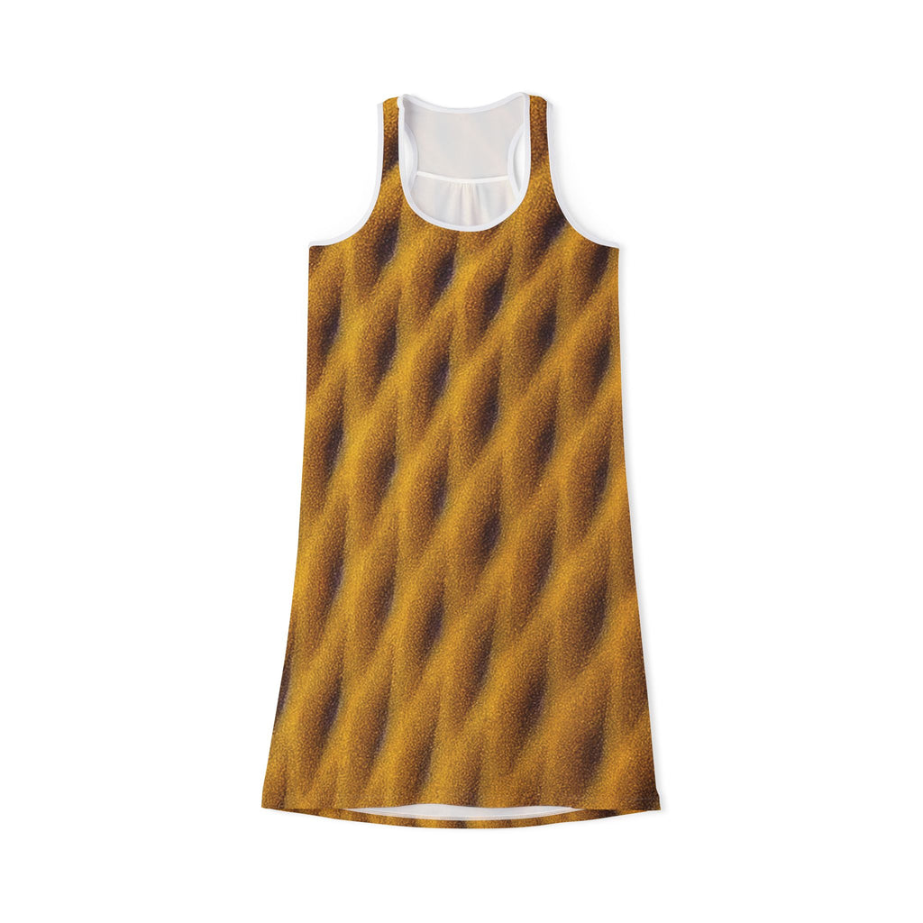 Golden Sand Dunes Racerback Dress — Beachy Textured Print AOP