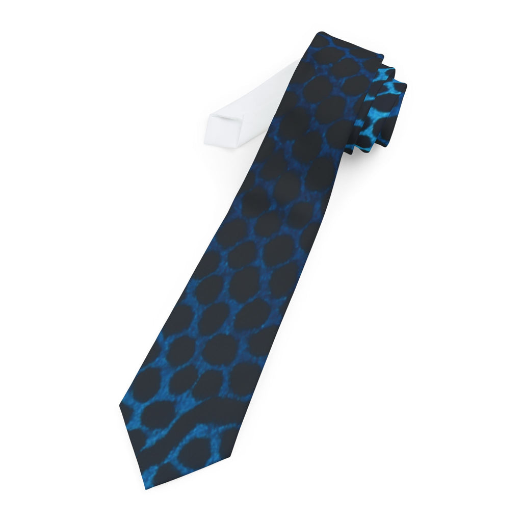 Blue Honeycomb Pattern Necktie – Modern Geometric Dress Tie