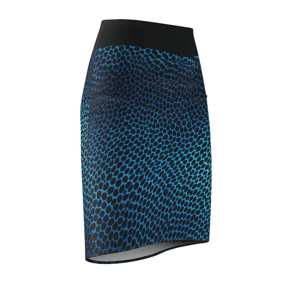 Blue Honey Comb Pencil Skirt