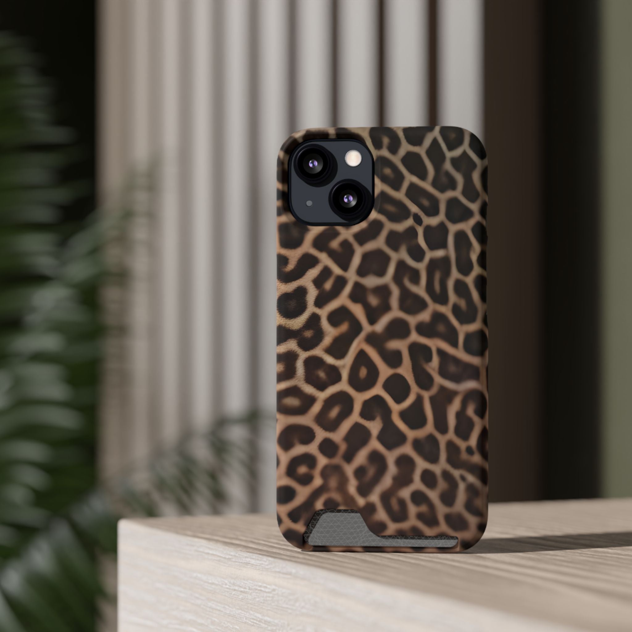 Leopard Print Phone Case With Card Holder