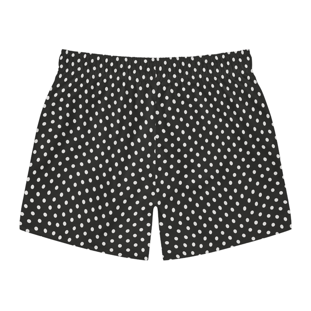 Black Retro Polka Dot Swim Trunks