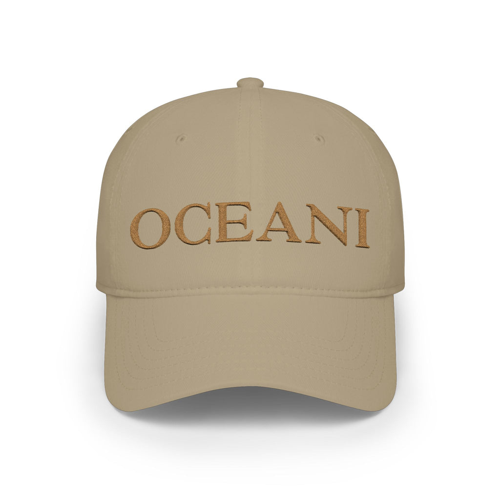 OCEANI Glitter Script Baseball Cap — Red Low-Profile Hat for Beach, Travel & Casual Wear