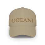 OCEANI Glitter Script Baseball Cap — Red Low-Profile Hat for Beach, Travel & Casual Wear