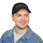 OCEANI Glitter Script Baseball Cap — Red Low-Profile Hat for Beach, Travel & Casual Wear