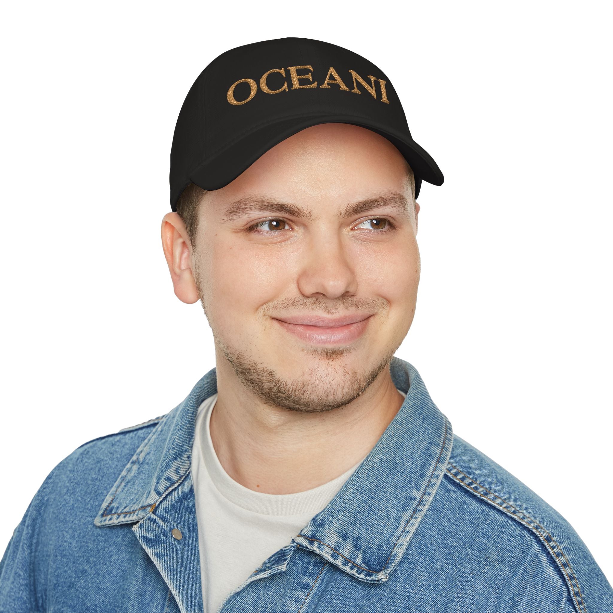 OCEANI Glitter Script Baseball Cap — Red Low-Profile Hat for Beach, Travel & Casual Wear