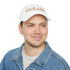 OCEANI Glitter Script Baseball Cap — Red Low-Profile Hat for Beach, Travel & Casual Wear