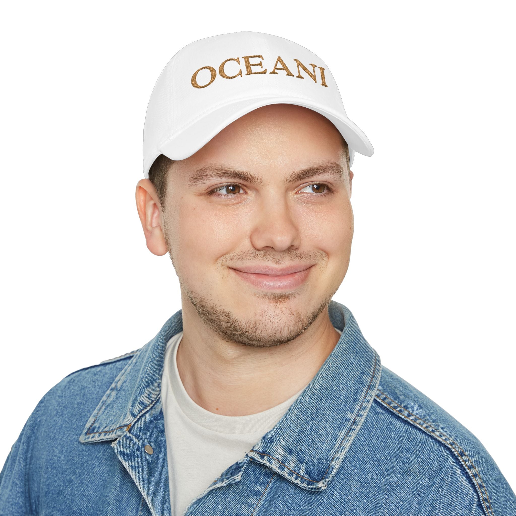 OCEANI Glitter Script Baseball Cap — Red Low-Profile Hat for Beach, Travel & Casual Wear