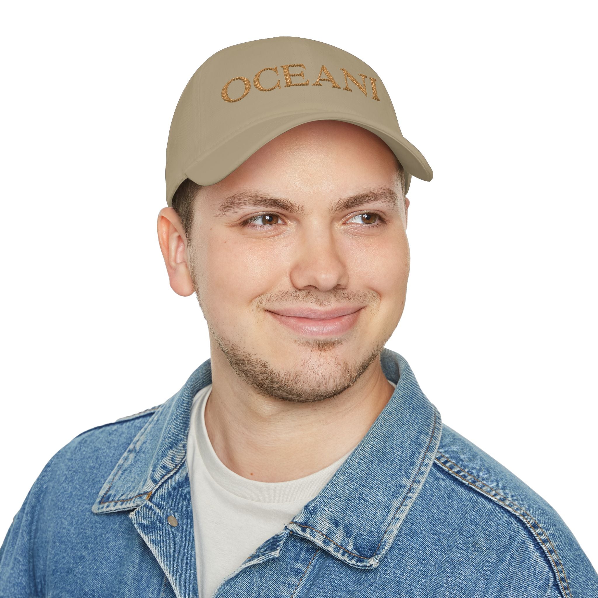 OCEANI Glitter Script Baseball Cap — Red Low-Profile Hat for Beach, Travel & Casual Wear
