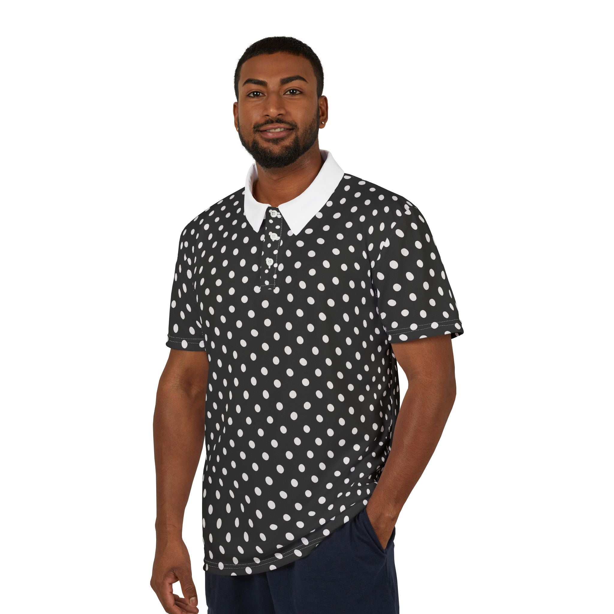 Black Polka Dot Polo Shirt