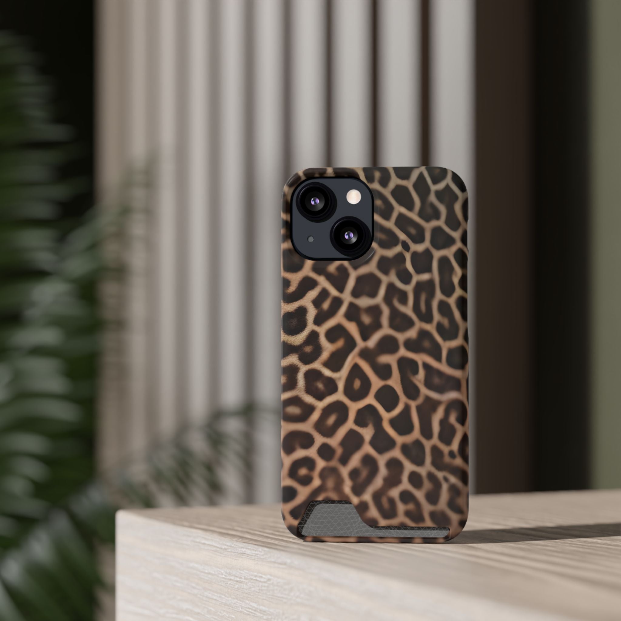Leopard Print Phone Case With Card Holder