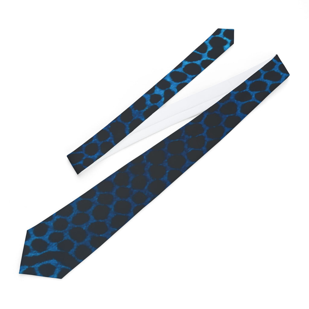 Blue Honeycomb Pattern Necktie – Modern Geometric Dress Tie