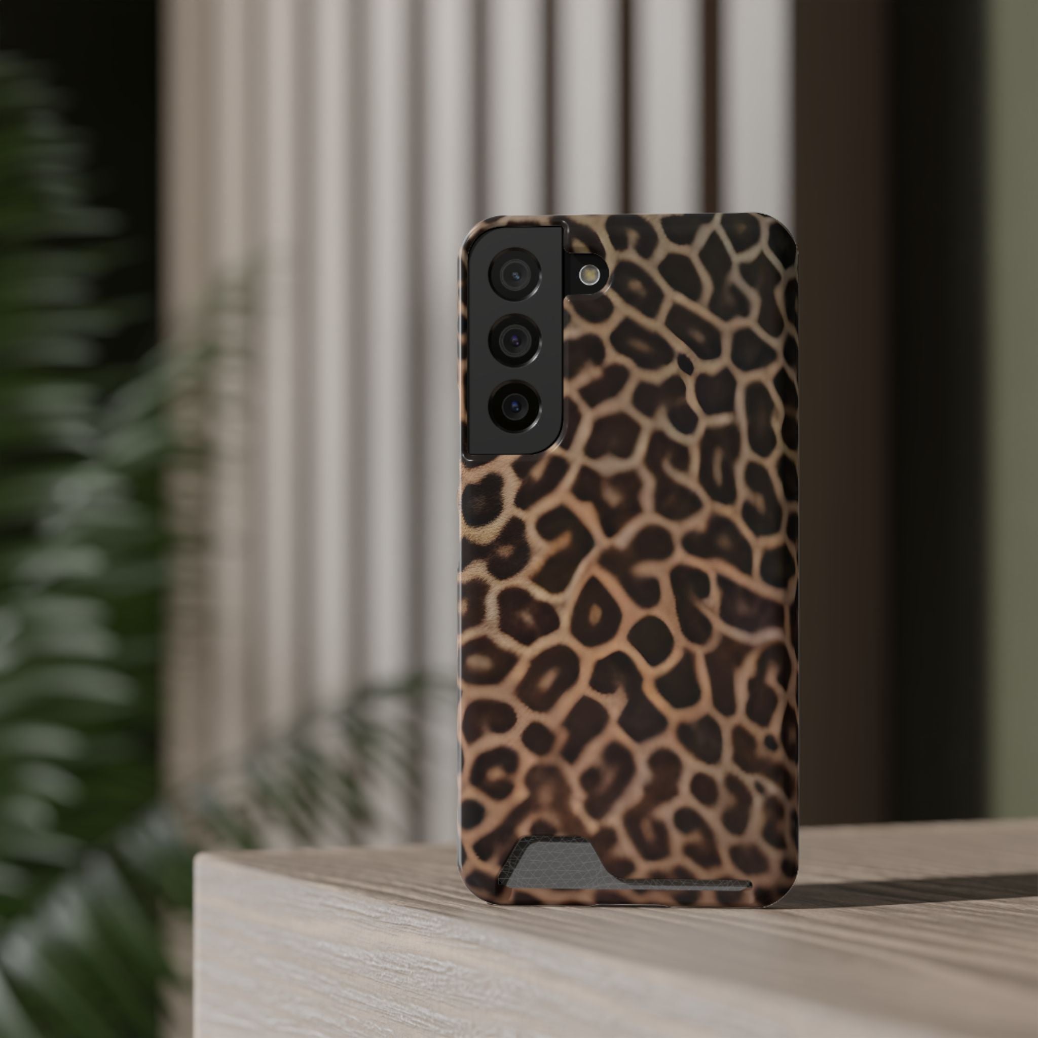 Leopard Print Phone Case With Card Holder
