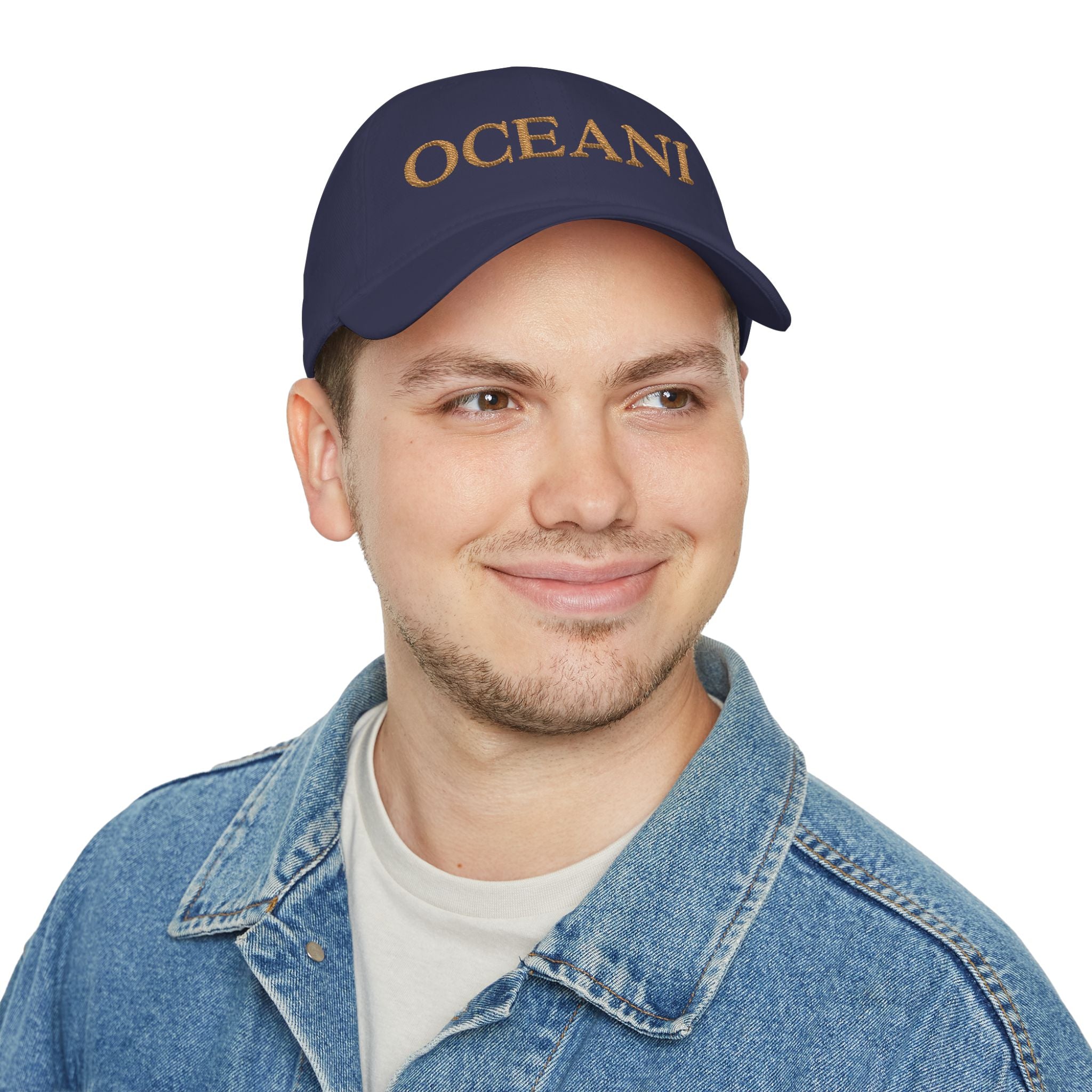 OCEANI Glitter Script Baseball Cap — Red Low-Profile Hat for Beach, Travel & Casual Wear