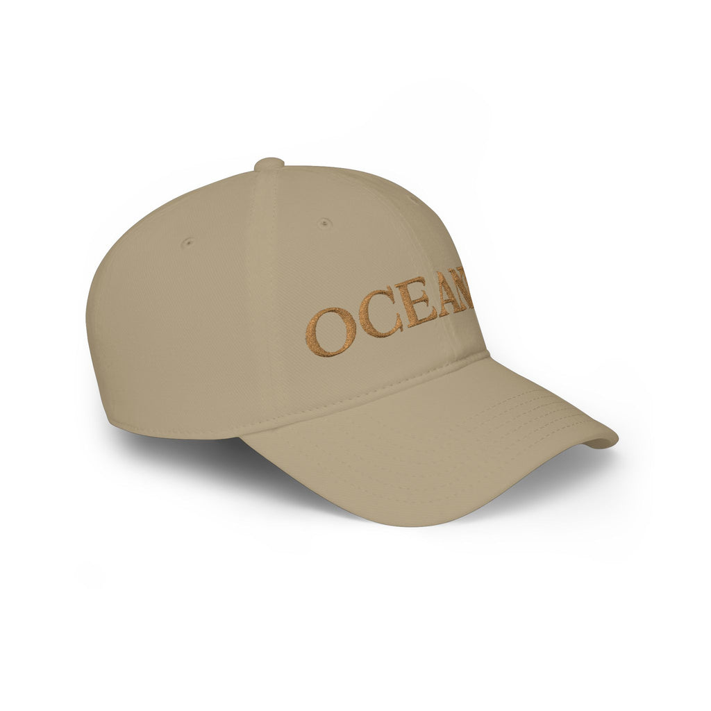 OCEANI Glitter Script Baseball Cap — Red Low-Profile Hat for Beach, Travel & Casual Wear