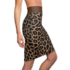 Leopard Print Pencil Skirt — Brown Animal Print Women's Skirt