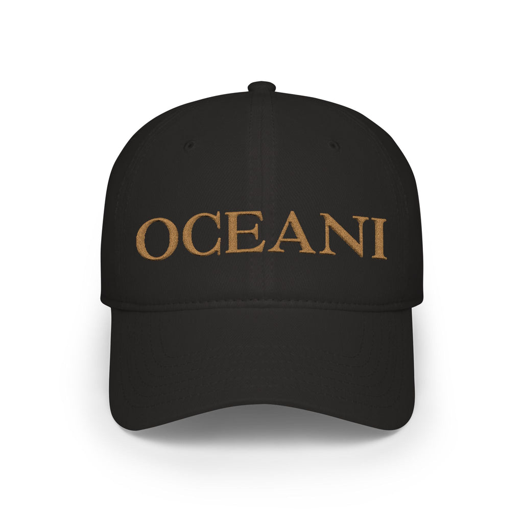OCEANI Glitter Script Baseball Cap — Red Low-Profile Hat for Beach, Travel & Casual Wear