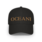 OCEANI Glitter Script Baseball Cap — Red Low-Profile Hat for Beach, Travel & Casual Wear