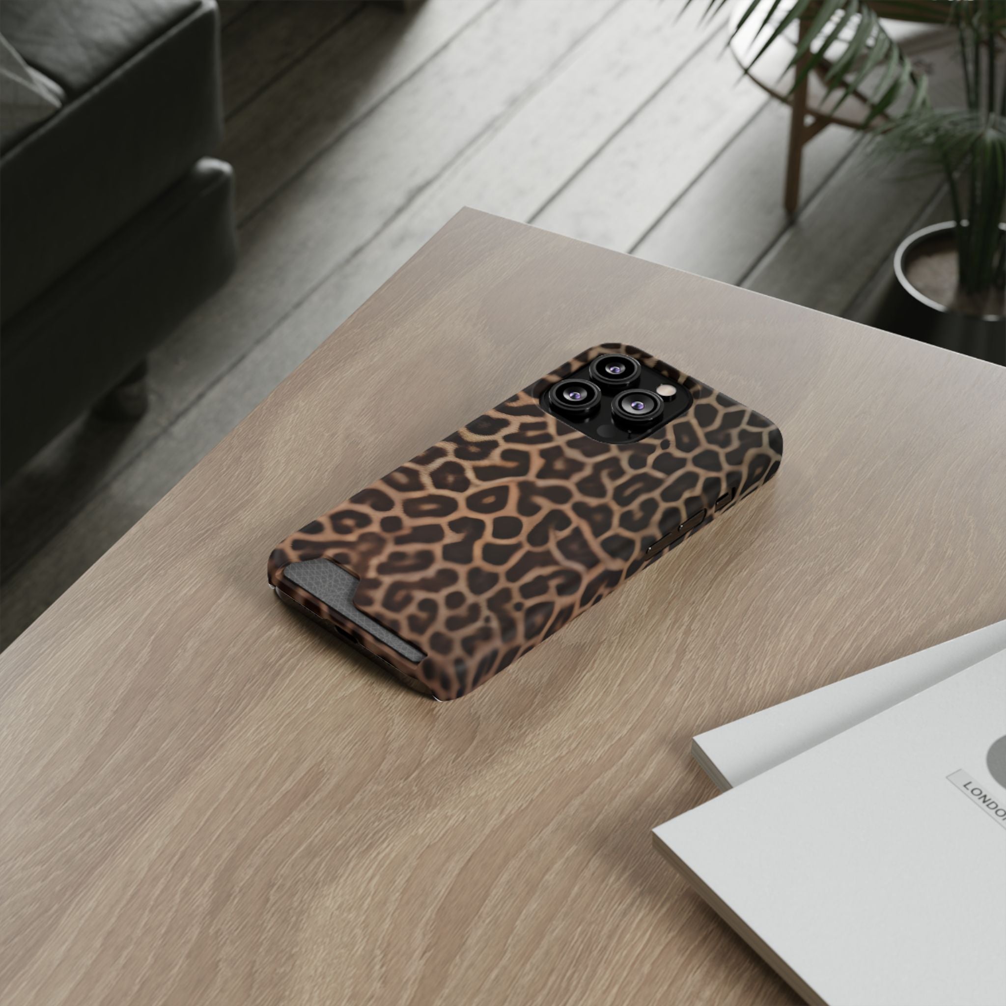 Leopard Print Phone Case With Card Holder